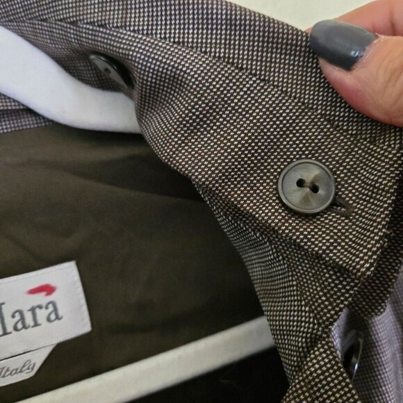 Max Mara Brown Patterned Wool Silk Asymetrical Button-Front Jacket Size 4 - Picture 5 of 9